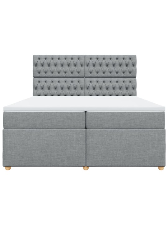 Box spring postel s matrací světle šedá 200 x 200 cm textil