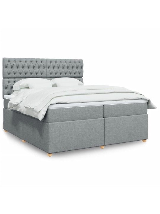 Box spring postel s matrací světle šedá 200 x 200 cm textil