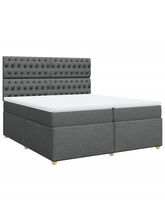 Box spring postel s matrací tmavě šedá 200x200 cm textil