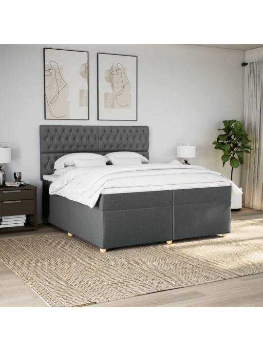 Box spring postel s matrací tmavě šedá 200x200 cm textil