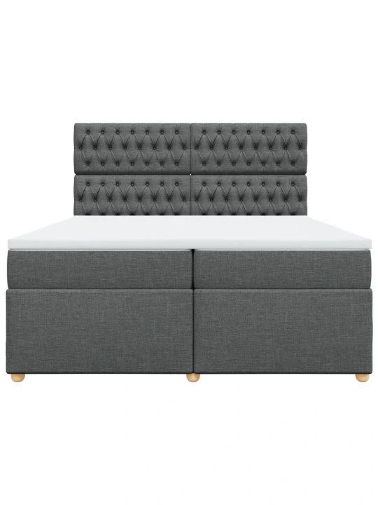 Box spring postel s matrací tmavě šedá 200x200 cm textil