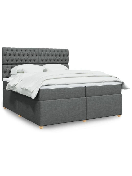 Box spring postel s matrací tmavě šedá 200x200 cm textil