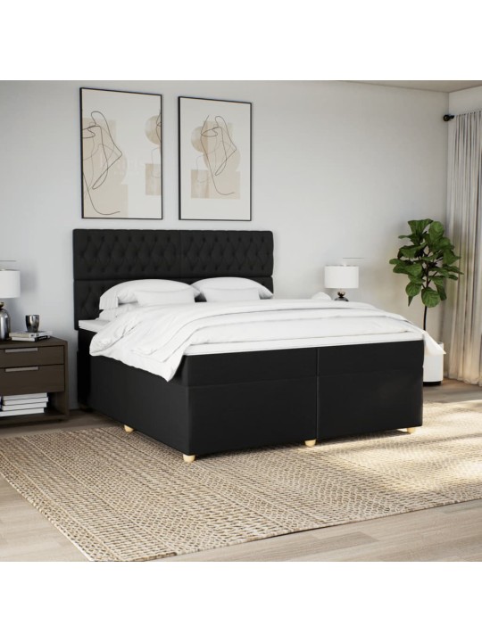 Box spring postel s matrací černá 200x200 cm textil