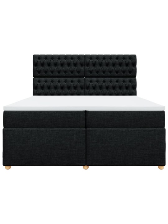 Box spring postel s matrací černá 200x200 cm textil