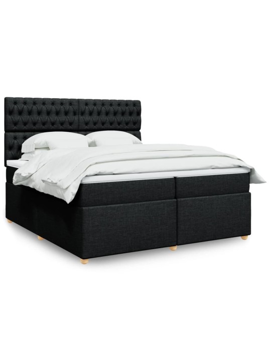 Box spring postel s matrací černá 200x200 cm textil