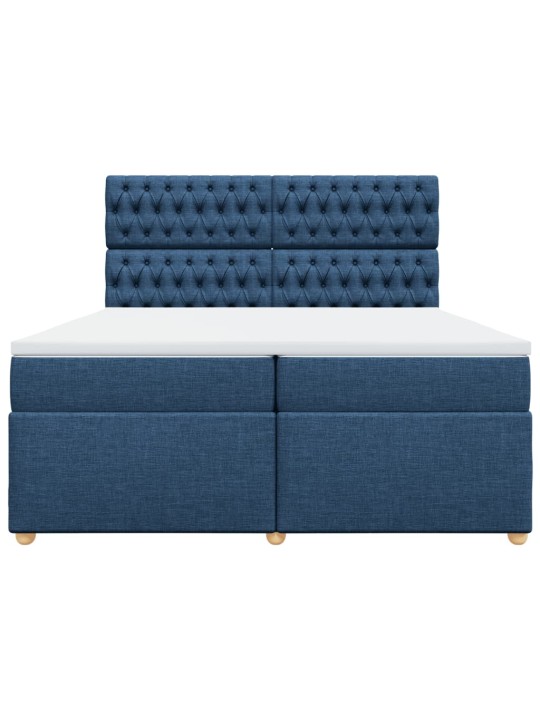 Box spring postel s matrací modrá 200x200 cm textil