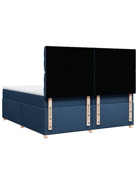 Box spring postel s matrací modrá 200x200 cm textil