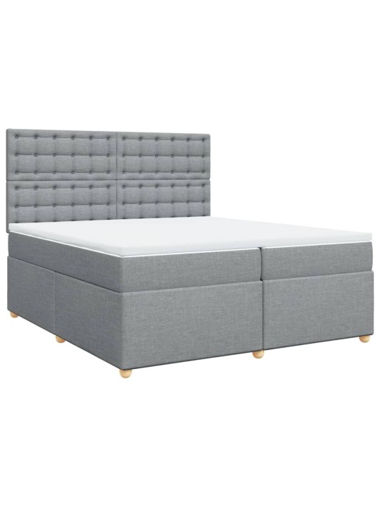 Box spring postel s matrací světle šedá 200 x 200 cm textil