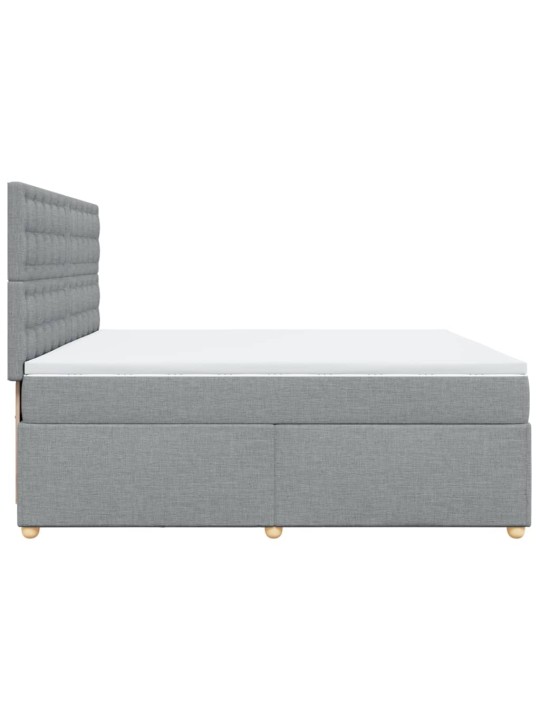 Box spring postel s matrací světle šedá 200 x 200 cm textil