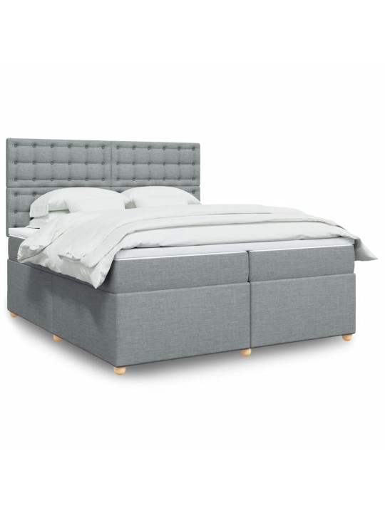 Box spring postel s matrací světle šedá 200 x 200 cm textil