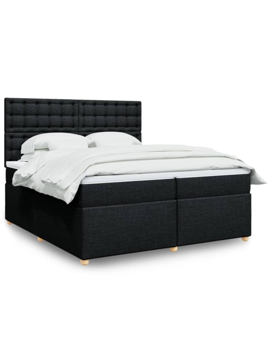 Box spring postel s matrací černá 200x200 cm textil
