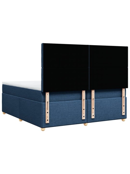 Box spring postel s matrací modrá 200x200 cm textil