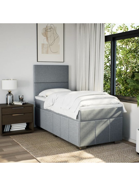 Box spring postel s matrací světle šedá 80 x 200 cm textil
