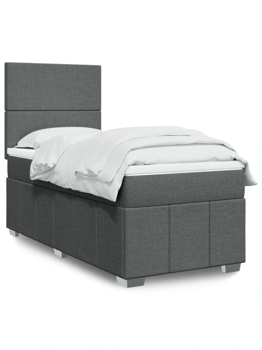 Box spring postel s matrací tmavě šedá 80 x 200 cm textil