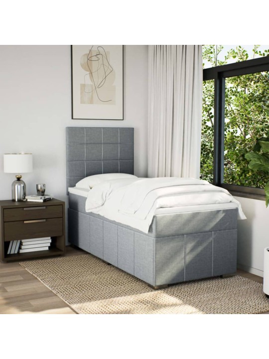 Box spring postel s matrací světle šedá 80 x 200 cm textil