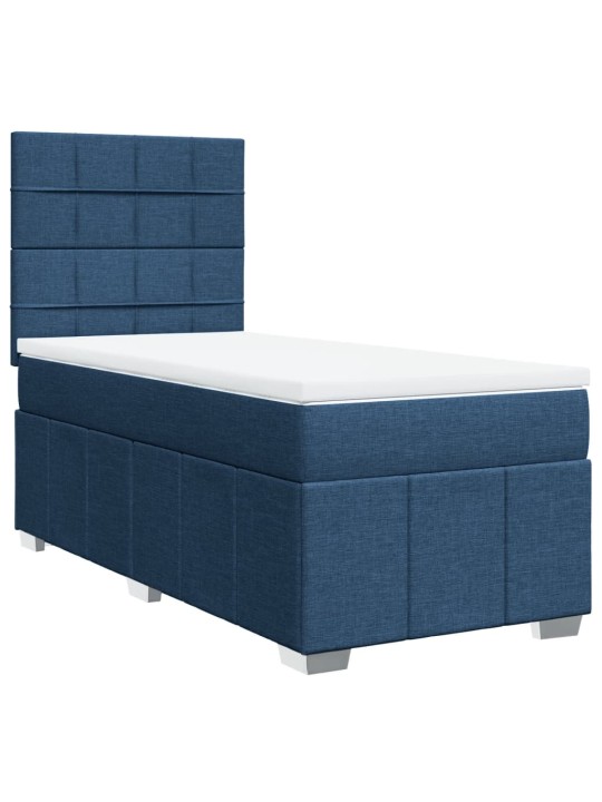 Box spring postel s matrací modrá 80x200 cm textil