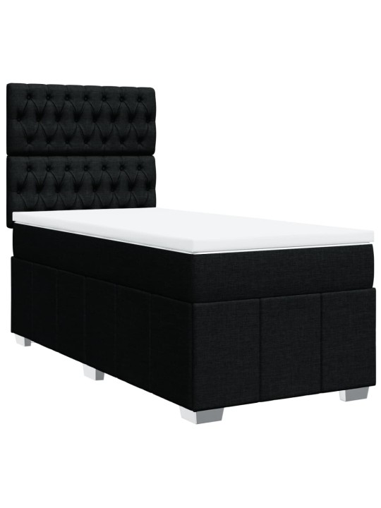 Box spring postel s matrací černá 80 x 200 cm textil