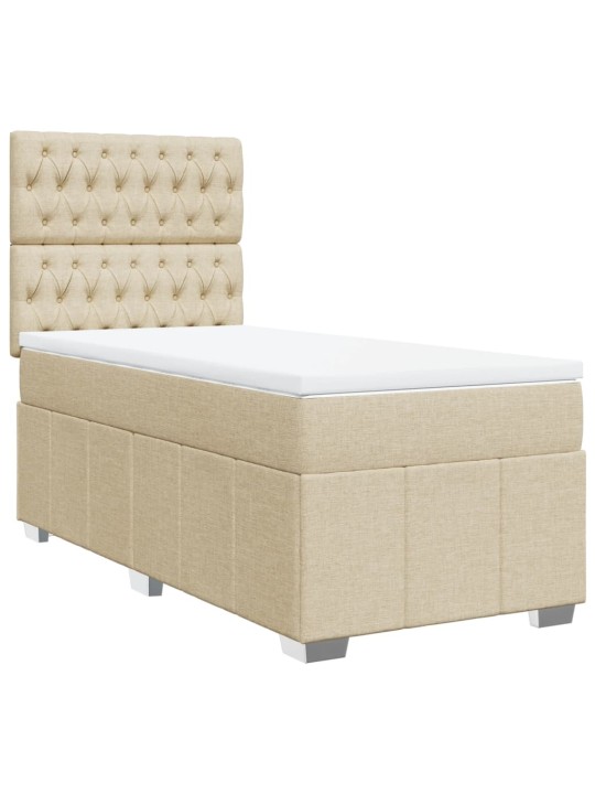 Box spring postel s matrací krémová 80 x 200 cm textil