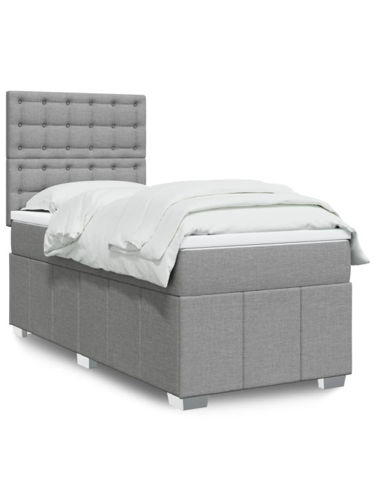 Box spring postel s matrací světle šedá 80 x 200 cm textil