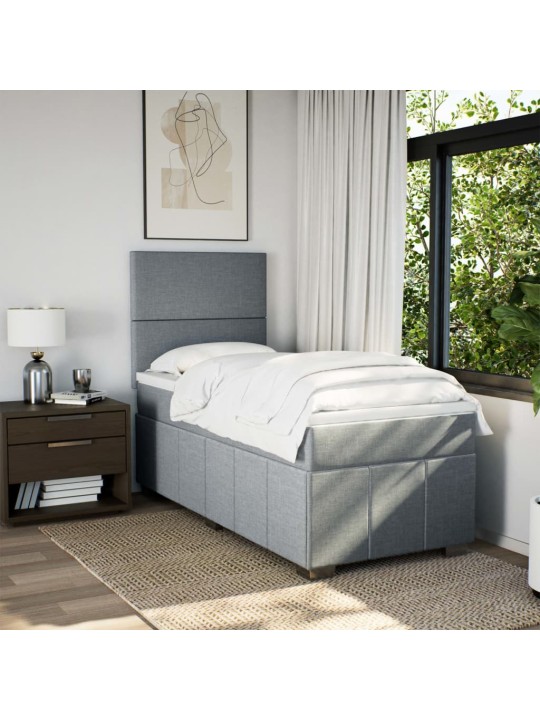 Box spring postel s matrací světle šedá 90x190 cm textil