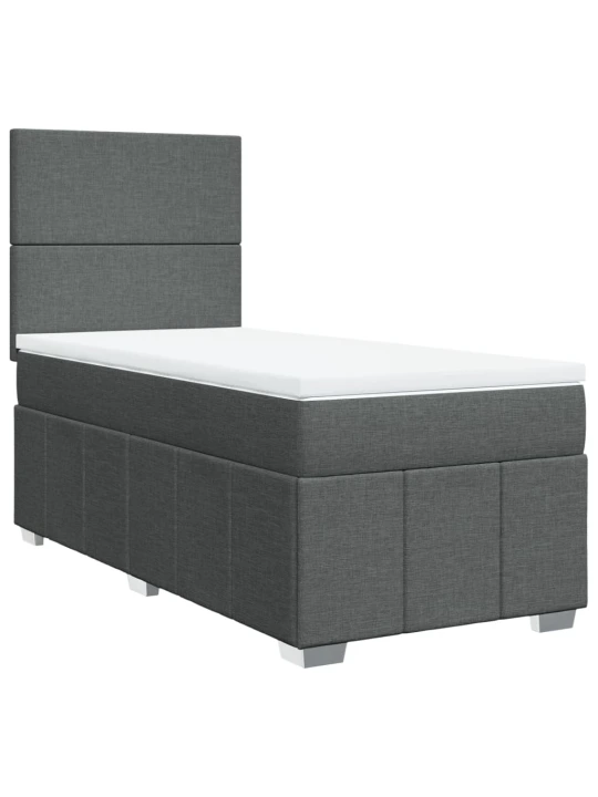 Box spring postel s matrací tmavě šedá 90x190 cm textil