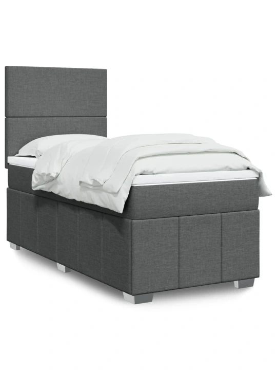 Box spring postel s matrací tmavě šedá 90x190 cm textil