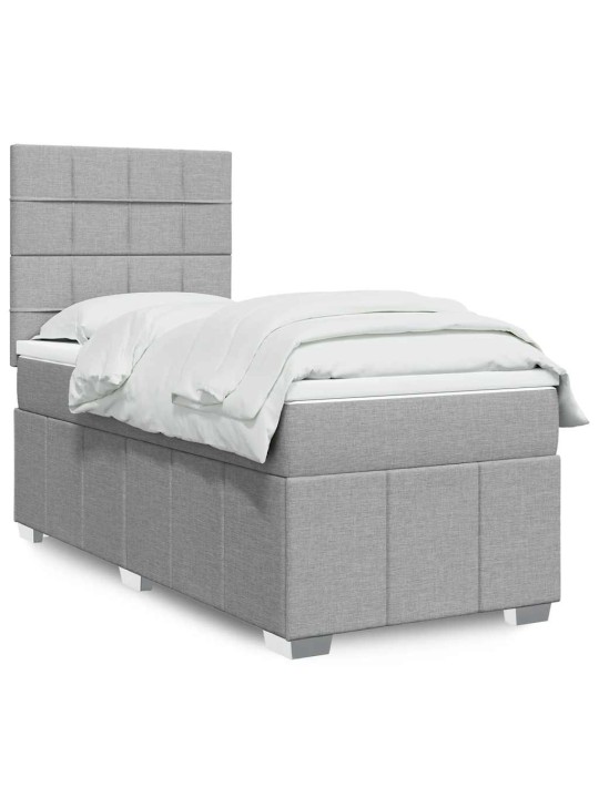 Box spring postel s matrací světle šedá 90x190 cm textil