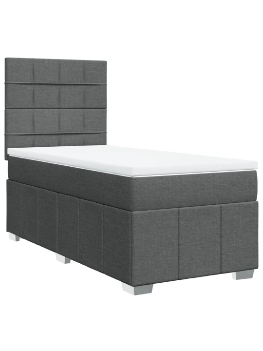 Box spring postel s matrací tmavě šedá 90x190 cm textil
