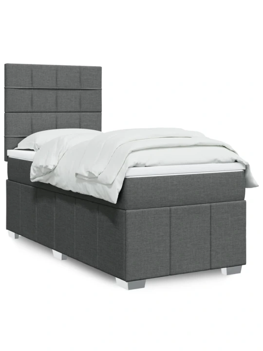 Box spring postel s matrací tmavě šedá 90x190 cm textil