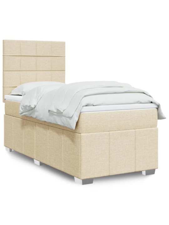 Box spring postel s matrací krémová 90x190 cm textil