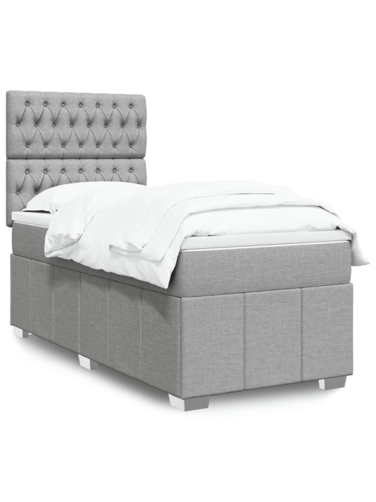 Box spring postel s matrací světle šedá 90x190 cm textil