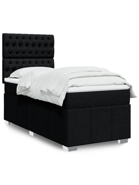 Box spring postel s matrací černá 90x190 cm textil