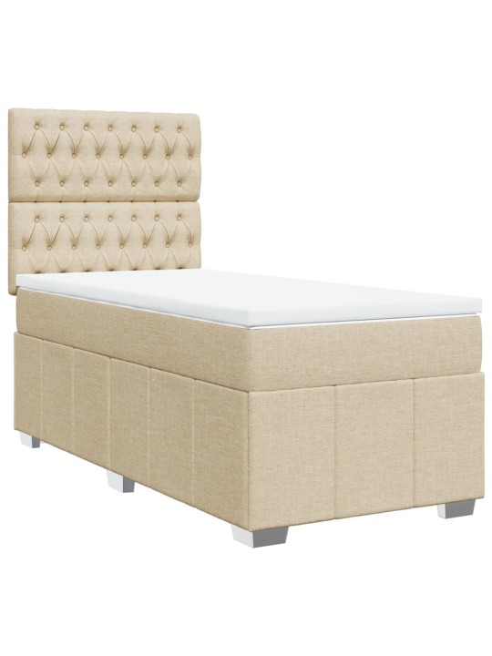 Box spring postel s matrací krémová 90x190 cm textil