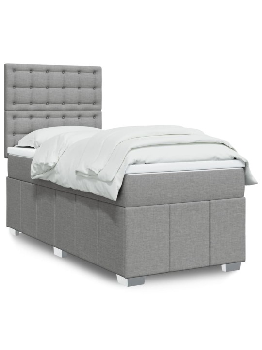 Box spring postel s matrací světle šedá 90x190 cm textil