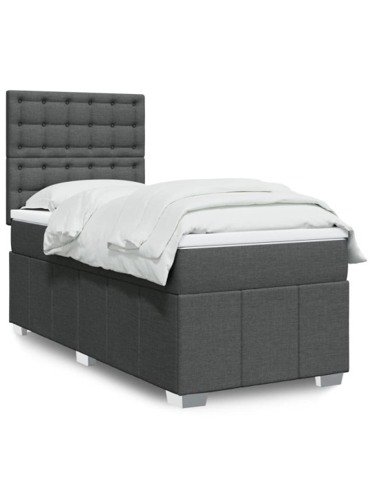 Box spring postel s matrací tmavě šedá 90x190 cm textil