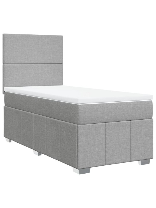 Box spring postel s matrací světle šedá 90x200 cm textil