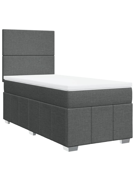 Box spring postel s matrací tmavě šedá 90x200 cm textil