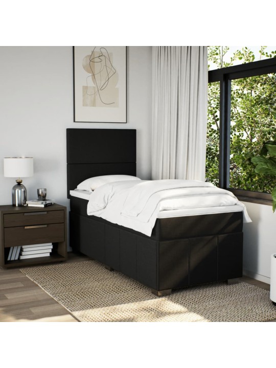 Box spring postel s matrací černá 90x200 cm textil