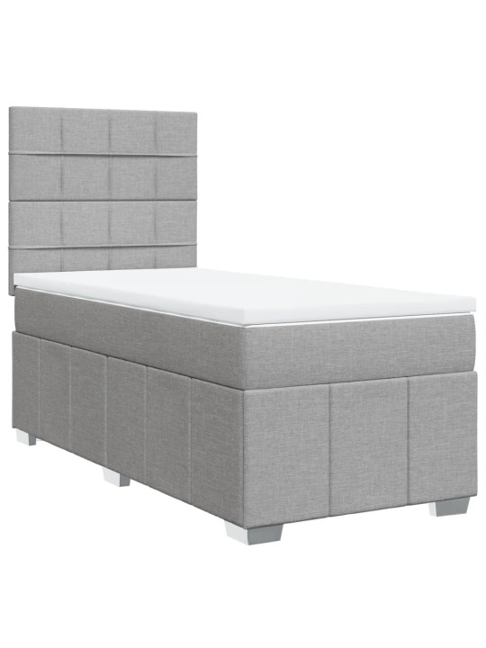 Box spring postel s matrací světle šedá 90x200 cm textil