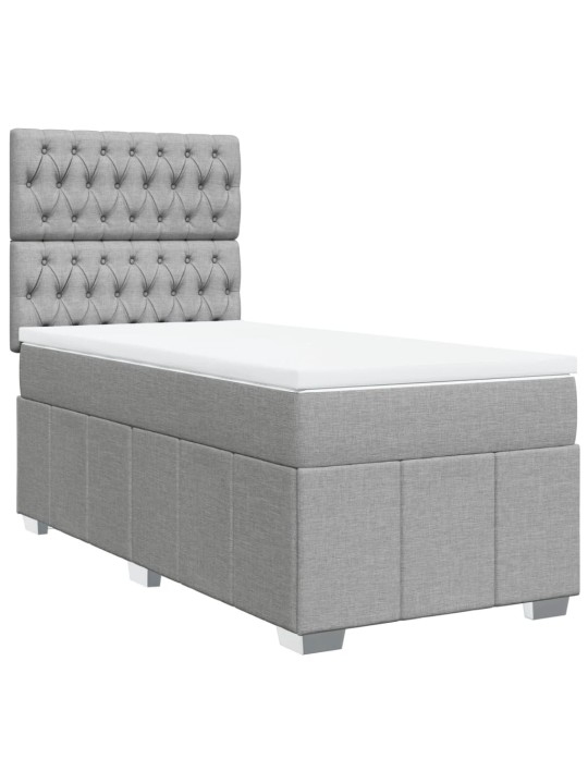 Box spring postel s matrací světle šedá 90x200 cm textil