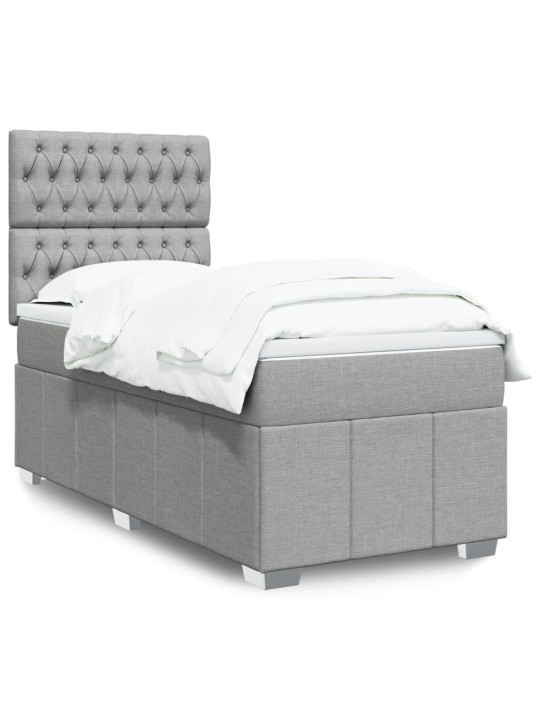 Box spring postel s matrací světle šedá 90x200 cm textil