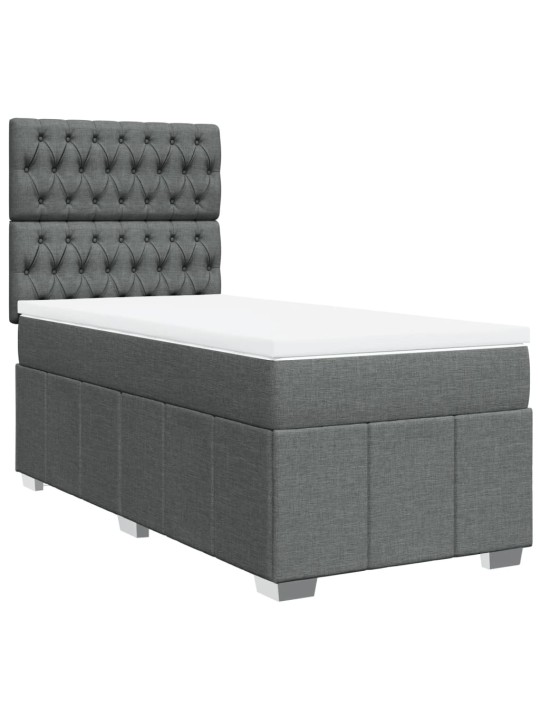 Box spring postel s matrací tmavě šedá 90x200 cm textil