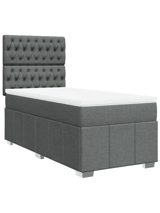 Box spring postel s matrací tmavě šedá 90x200 cm textil