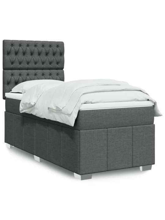 Box spring postel s matrací tmavě šedá 90x200 cm textil