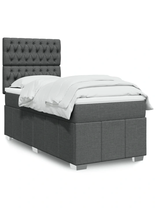 Box spring postel s matrací tmavě šedá 90x200 cm textil