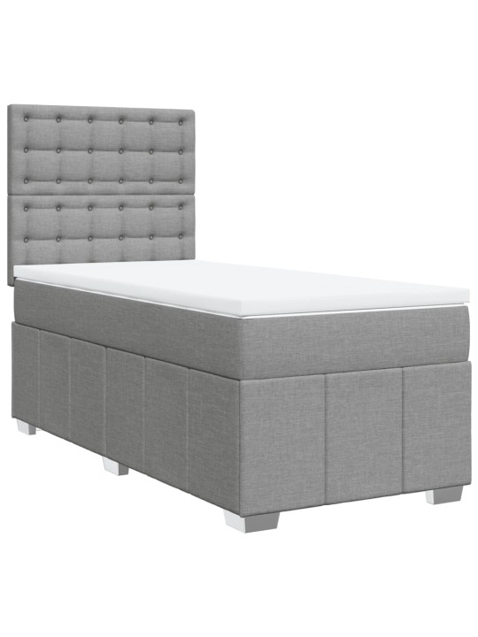 Box spring postel s matrací světle šedá 90x200 cm textil