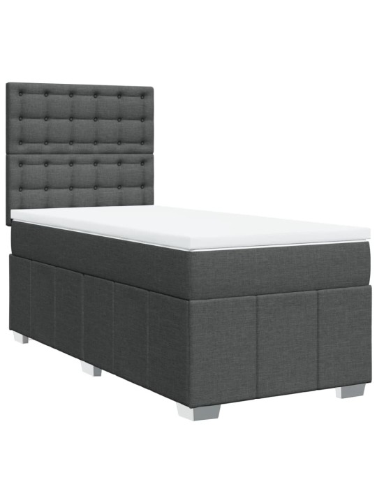 Box spring postel s matrací tmavě šedá 90x200 cm textil