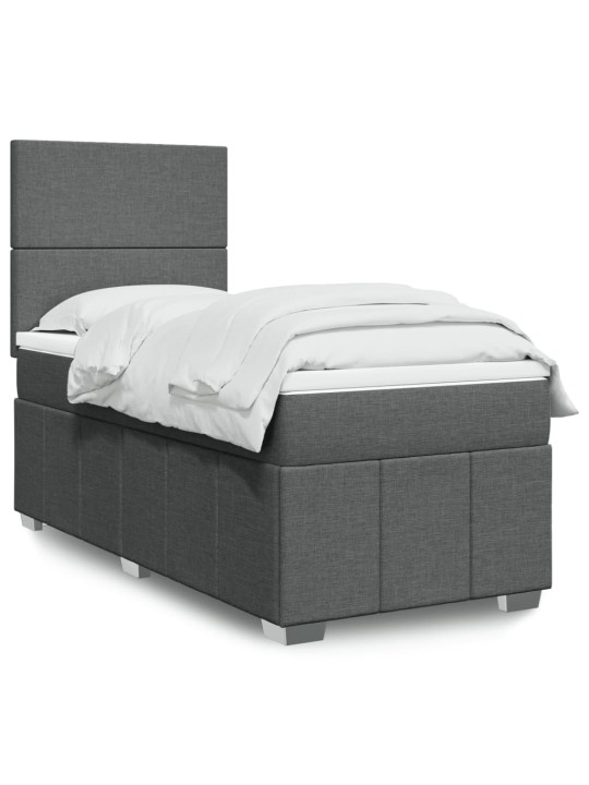 Box spring postel s matrací tmavě šedá 100 x 200 cm textil