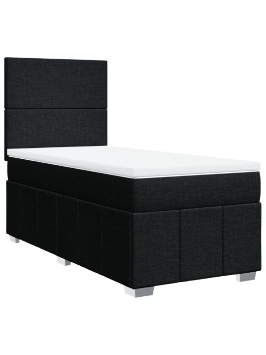 Box spring postel s matrací černá 100 x 200 cm textil