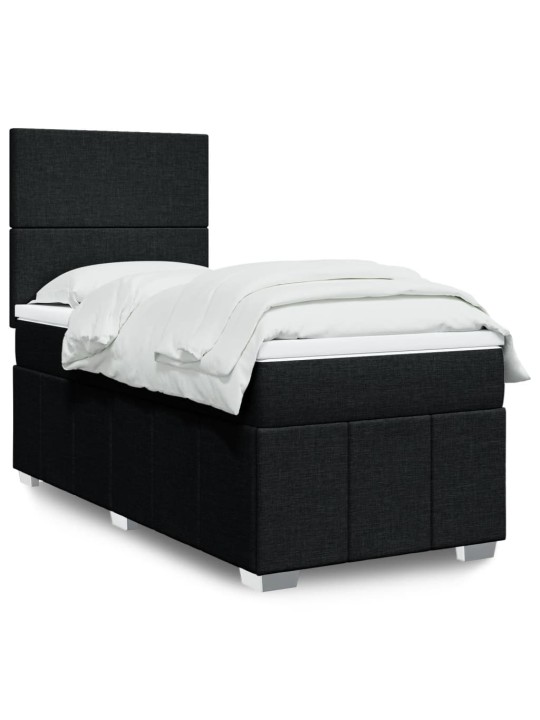 Box spring postel s matrací černá 100 x 200 cm textil